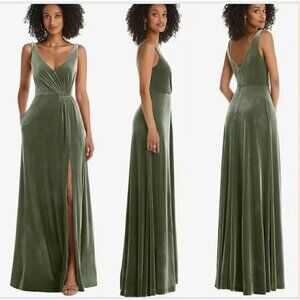 Thread Velvet Maxi Dress 12R Sage Romantic Goth Formal Prom Maid Wedding Guest